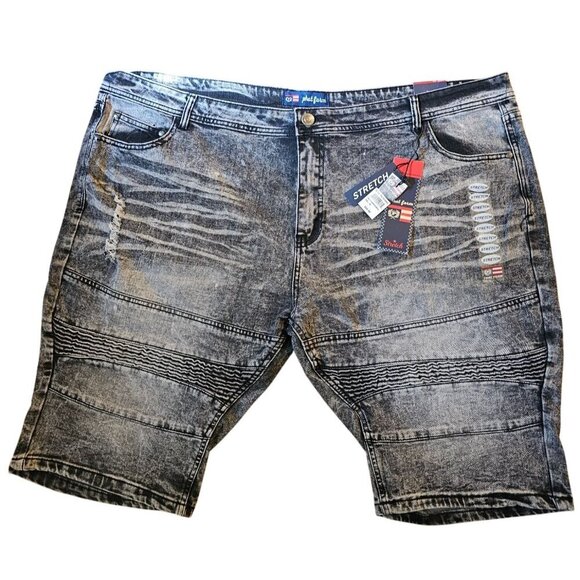 Size 46 Phat Farm Mens Acid Wash Stretch Denim Shorts With Distressed Design - Picture 1 of 6